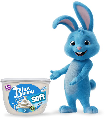 Blu showing off a Blue Bunny Soft Vanilla scround