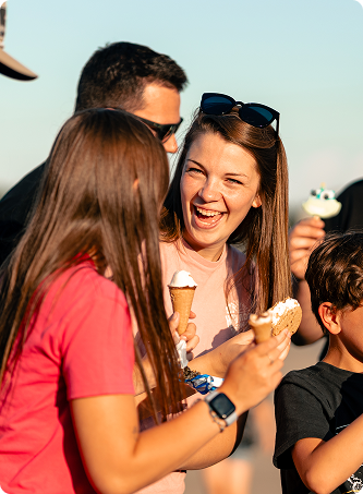 Family eating Blue Bunny Treats