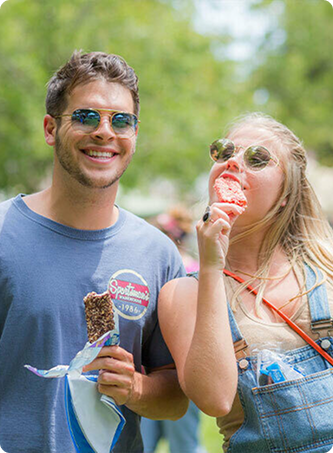 Couple eating Blue Bunny Treats