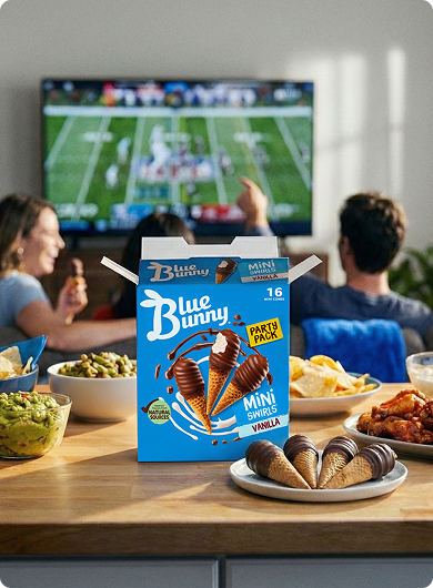 People watching football in the background with Mini Swirls showing in the foreground