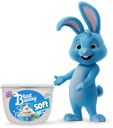 Blu showing off a Blue Bunny Soft Vanilla scround