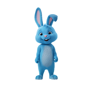Animated Blue Bunny Scooping Ice Cream