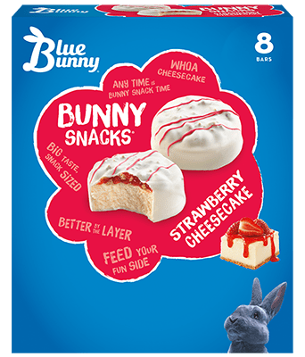 Strawberry Cheesecake  Bunny Snacks® Front View Package