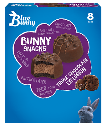 Triple Chocolate Explosion  Bunny Snacks® Front View Package
