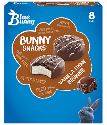 Vanilla Fudge Brownie  Bunny Snacks® Front View Package