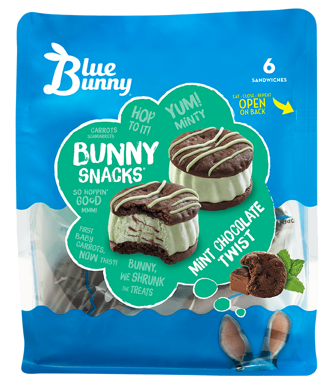 Mint Chocolate Twist  Bunny Snacks® Front View Package
