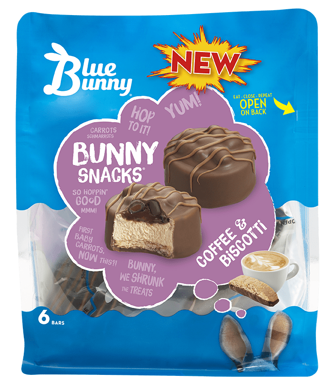 Coffee & Biscotti Bunny Snacks® Front View Package
