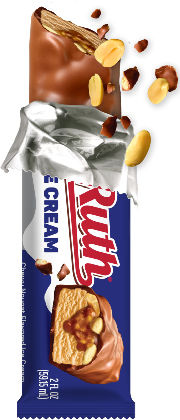 Ice Cream Bar partially unwrapped with a bite taken out and pieces flying