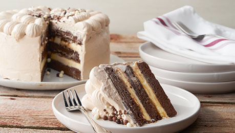 Brownie Bourbon Caramel Ice Cream Cake