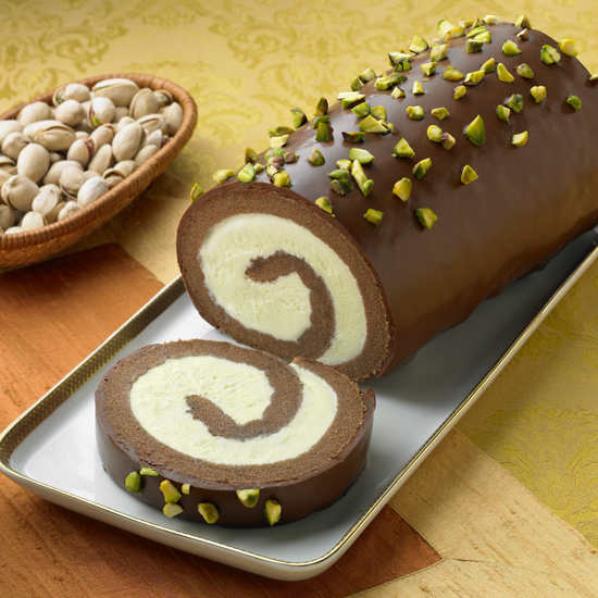 Pistachio Ice Cream Cake Roll
