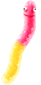 Red Gummi Worm in a curved shape