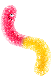 Red Gummi Worm shaped like an S