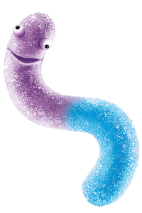 Red Gummi Worm shaped like an S