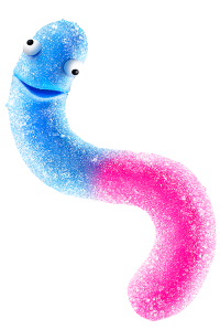 Red Gummi Worm shaped like an S