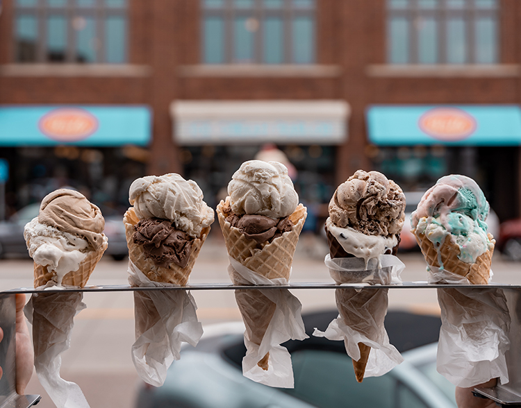 Ice cream cones in a stand