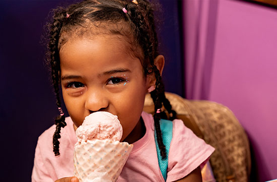 Girl eating an ice cream cone