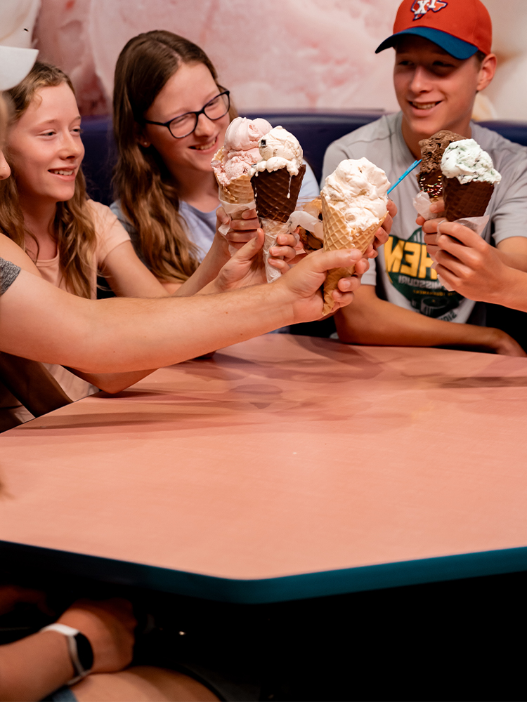 Girls eating ice cream