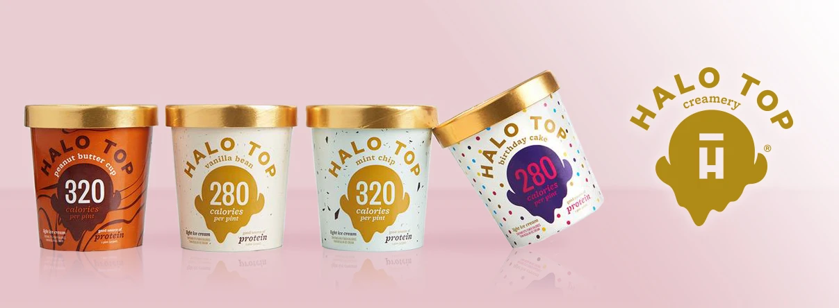 Halo Top product shots and logo